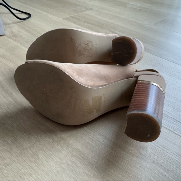 Aldo Taupe Peep-Toe Slingback Block Heel (Size 6.5) - Picture 4 of 7